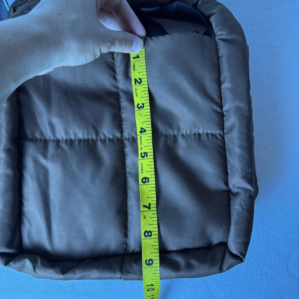 5B Style Brown Quilted Puffer Square Purse Adjustable Black Strap Crossbody Bag